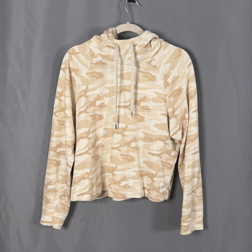 Vuori Hoodie Womens Small Beige Camo Organic Cotton Beach Pullover Sweatshirt